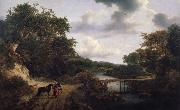 Jacob van Ruisdael Landscape with a footbridge oil on canvas